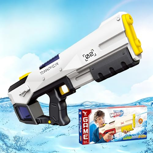 Electric Water Gun, Automatic Water Blaster Squirt Gun Toys For Kid & Adult, 22-32 Ft Range, 2 Shooting Modes, 450CC Capacity, Summer Toy For Pool, Beach Party Gifts (Black)