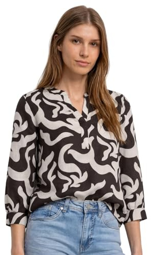 Street One Damen Bluse mit Split Neck aus Leinenmix