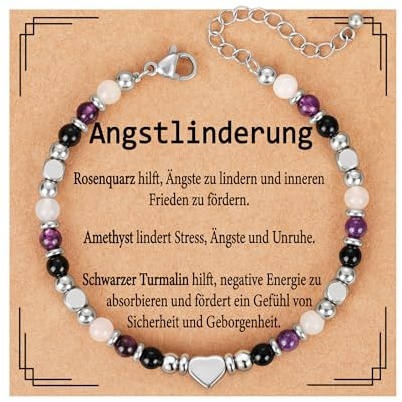 ESPVO Edelstein Perlen Armband für Frauen Damen Handmade Edelstahl Naturstein Perlen Heilsteine Schmuck Armbänder Chakra Spirituelle Charms Mutmacher Abschiedsgeschenk Rentner Abschluss Geschenk