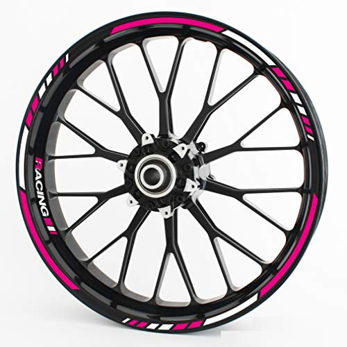Felgenrandaufkleber RS - Komplettset für 15 16 17 18 19 - Farbe & Design wählbar - Pink, Design 1