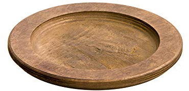 Lodge - Rundes Untersetzer-Tablett aus Nussbaumfarbe gebeiztes Holz - Größe: 24,1 Ø x 1,75 cm