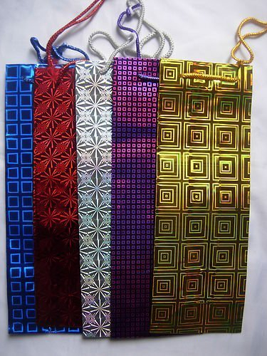 12 Holographic Gift Wine Bottle Bags to Choose (Red)