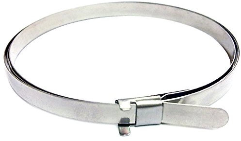 Alkan Lot de 10 colliers de serrage universels préfabriqués en acier inoxydable (AISI 430) - Longueur : 480 mm - Avec clips/bande de collier de serrage pour notre pince à colliers de serrage