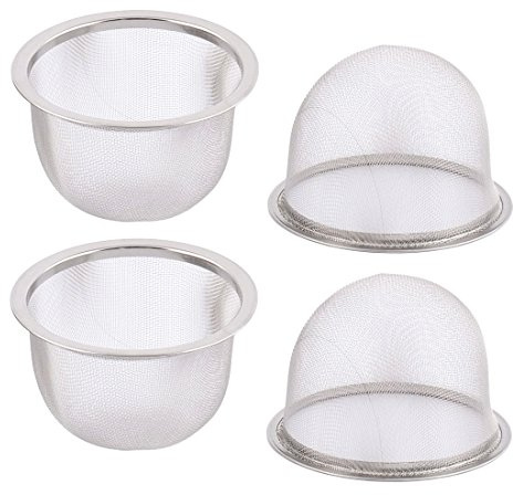 uxcell 4pcs Stainless Steel Mesh Tea Leaves Stainer Teapot 3.1In Silver