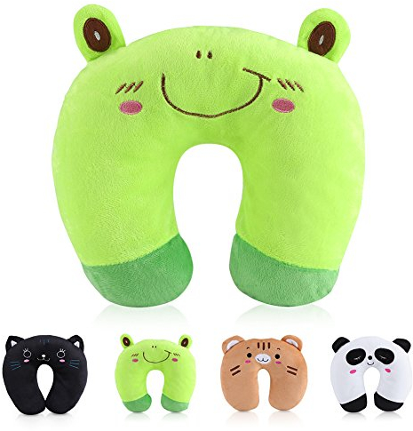 Yosoo Hals U Kissen Cartoon Tier PP Baumwolle U-förmige Kissen Reise Auto Flugzeug Sitz Hals Rest für Home Office Travel(Frösche)