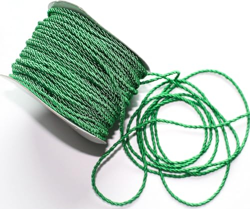 50m Kordel 3 mm breit Schnur Kordelband gedrehtes Band (Grün)