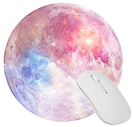KINGCOO Gaming Mauspad, Office und Gaming Mauspad/Mousepad Runde Mousemat Mausunterlage mit Rutschfestem Gummi Mousepad (Regenbogen Mond)