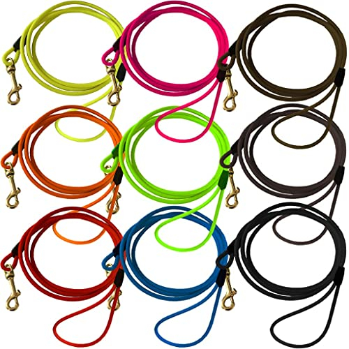 bio-leine Schleppleine aus runder Biothane - 10 Meter Länge, Ø 6,4 mm, für kleine und große Hunde, schmutz- und Wasserabweisende Hundeleine Schleppleinen, Neon-Pink