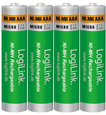 LogiLink LR03RB4 AAA Micro NiMH 1.2V Akkus (Blister mit 4 Stück) grün