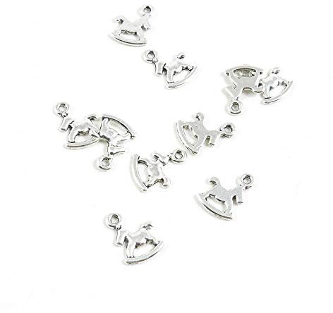K8LH5H Schmuck-Anhänger mit Schaukelpferd, Antik-Silber silberfarben antik-optik