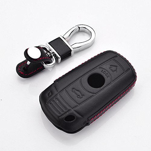 M.JVisun Véritable Cuir Clef Coque Porte-clés pour BMW 3 Série 5 Série 6 Série M3 M5 X1 X5 X6 Z4 Auto Clé - Cuir - Noir