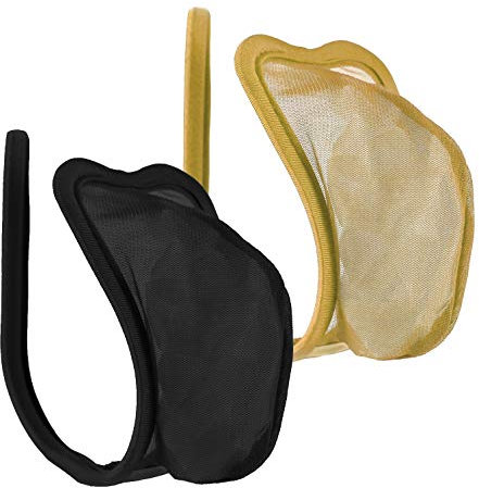 lau-fashion Lot de 2 strings C Noir Beige Transparent Homme Tanga Panty Maille Sous-vêtements S/M/L, Noir/beige, Taille Unique