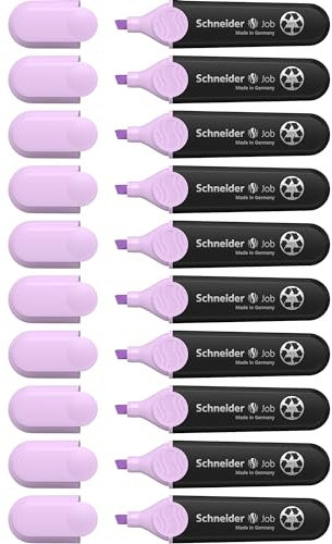 Schneider Job 150 - Rotuladores fluorescentes con punta biselada, grosor de trazo 1+5 mm, 10 unidades, color lila