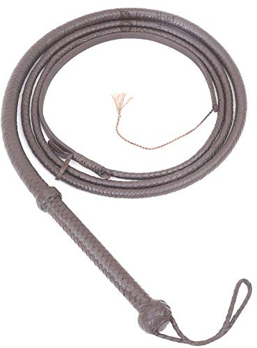 LB's Whip Indiana Jones Style Bullpeitsche, echtes Rindsleder, 1,8 m, 3 m, geflochten, Dunkelbraun, Dunkelbraun, Foot