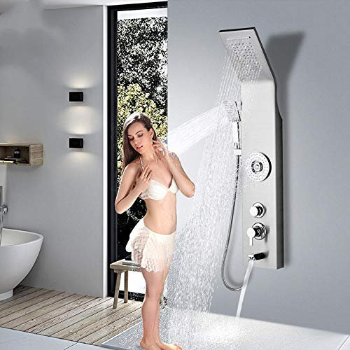 Colonne de douche en nickel - Douche cascade - Massage spa - Mitigeur monocommande - Astuce A