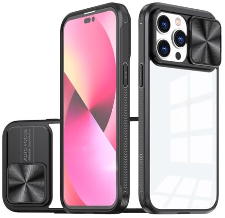 Bakicey - Coque de protection en silicone anti rayures - Cache coulissant pour appareil photo - Mate et translucide - Compatible avec iPhone Xr (154,9 mm) - Noir