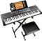 Rockjam 61-Key Keyboard Piano Kit with Keyboard Stand, Piano Bench, Headphones, Piano Note Stickers & Lessons, RJ660-SK, Black