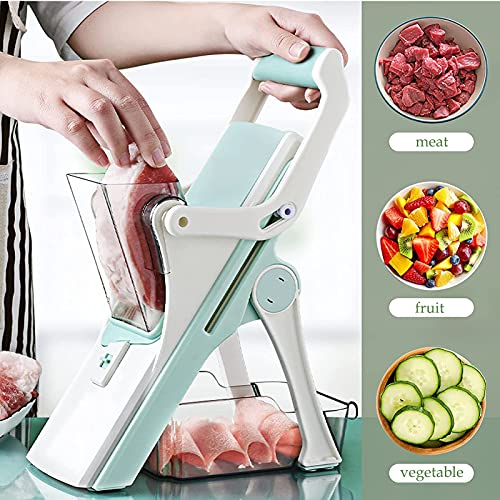 Mandoline trancheuse pour viande et légumes, lames réglables d'épaisseur, tranches sûres pour la cuisine, trancheuse julienne, légumes, trancheuse pour fruits, pommes de terre, oignons, frites
