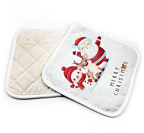 Presina da Cucina di Natale Personalizzato Guanto da Forno Cenone Pranzo Guanti resistenti al calore BBQ Barbecue Grill Cottura Natalizi Babbo Natale Pupazzo di Neve Albero Merry Christmas 3