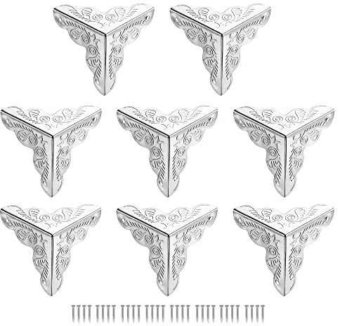 sourcing map 25x25x25mm Metal Box Corner Protectors Edge Guard Iron Silver Tone 8pcs