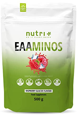 EAA végétaliens framboise bonbon glacé - 500g de poudre - DOSE SUPERIEURE - tous les acides aminés essentiels - Raspberry Glacier saveur EAAs - Nutri-Plus Sports - Essential Aminos
