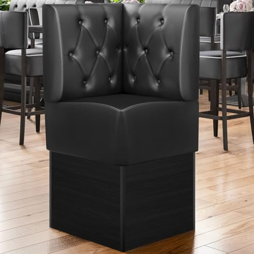 GGMMÖBEL Denver | Gastro Eckbank | B:H 64 x 133 cm | Schwarz | Chesterfield Raute | Leder | Bistro Hochbank, Thekenbank