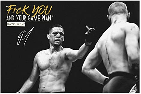 Nate Diaz Zitat | You & your Game Plan | Fotodruck Poster | vorsigniert | Pro Glanzpapier | Größe: A4 (21 x 29,7 cm)
