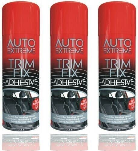 500ML TRIM FIX HIGH TEMPERATURE ADHESIVE SPRAY CARPET GLUE FOR CAR VAN LINING PACK OF 3