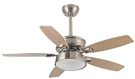 FABRILAMP Ventilador 30w Dc Braw Niquel 5 Aspas Plata/haya 6 Vel. 3 Colores 106,7d C/remoto, Memoria y Temporizador 2850lm