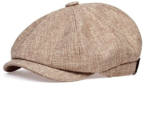 tcax Schiebermütze Herren Lässiger Zeitungsjunge-Schirmhut Für Herren, Frühling Und Sommer, Retro-Baretthut, Lässiger Hut, Unisex, Achteckiger Hut, Hip-Hop-Hut, Khaki, 54-59 cm