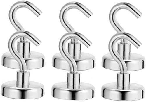 PULABO Magnetic Hooks, 6 Pcs Magnets Hook for Refrigerator, Extra Strong Hook for Hanging, Magnetic Hanger for Home Kitchen Storage Organization Durable