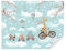 TAPEKO Papier Peint Chambre Enfant 260x180 cm 3D Effet Animaux Amusants sur un Vélo Papier Peint pour Garçon Fille Papier Peint intissé plus u41137