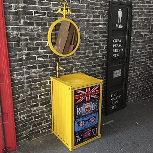 ZARBAILRE Meuble Lavabo sur Pied, Meuble sous Lavabo Industriel Retro, Ensemble De Meubles De Salle De Bain, Vasque et Meuble sous Vasque (A)