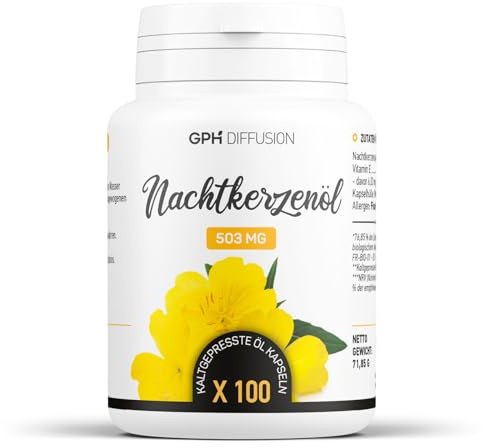 Bio Nachtkerzenöl - Evening Primrose Oil - 1500 mg/Tag - 100 kaltgepresste Öl Kapseln