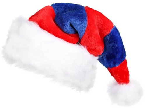 VEYLIN Weihnachtsmann Mütze Blau/Rot Nikolausmützen Groß für Erwachsene Männer Frauen Verdickte Warme Weihnachtsfeier Hüte