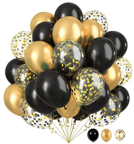 XEANCO Balloons 50 Pcs, Beautiful 10 inches Latex Balloons, Party Balloons, Wedding Balloons for Decoration, Perfect for YOUR beautiful Parties, Birthdays (Black Gold-50 Pcs), XB-1