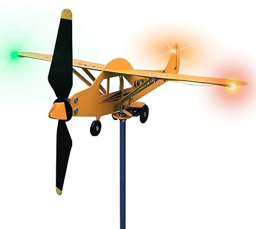ANCNA-U Girouette lumineuse avec indicateur d'avion pour jardin, terrasse, abri de jardin (avec voyant lumineux)