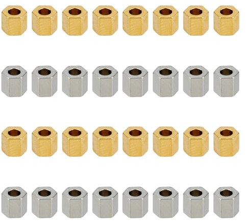 DICOSMETIC 60 Stück 2 Farben Würfel Abstandsperlen 4 mm Großes Loch Würfel Metallperlen 3D Quadrat Edelstahlperlen Europäische Perlen Für DIY Armband Schmuckherstellung, Bohrung: 1.2mm