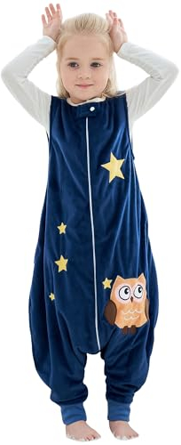 HAHASHOW Baby Schlafsack mit Füßen Mädchen und Junge Schlafstrampler Schlafsack mit Beinen 5-6 Jahre Eule