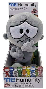 CyP Brands- Me Humanity- Peluche, Muñeco de Peluche, Personaje Miedoso, Emociones, Regalo para niños, Color Gris, Producto Oficial