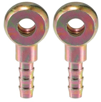 A ABSOPRO Universal Banjo Bolt 8mm OD Banjo Bolt Hose Barb Fitting Adapter Replacement for Motorcycle Car Metal Bronze Tone (Set of 2)