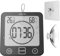 Waterproof Bathroom Wall Clock Shower Timer, Digital Large Visual Countdown Alarm Clock with Temperature Humidity, Mirror Suction & Rope Hanging & Stand, Easy Table Timer for Bath Kitchen Spa (Black)