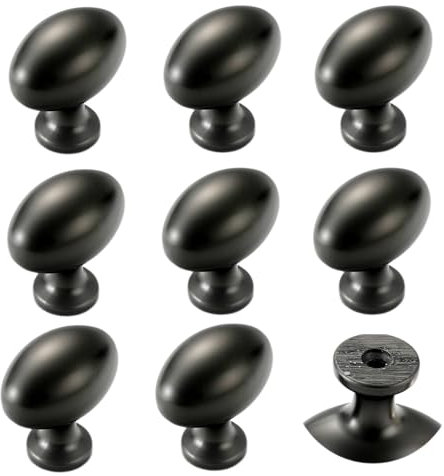EBETA Lot de 12 boutons de meuble ovales en alliage de zinc pour commode, cuisine, armoire - Gris perle