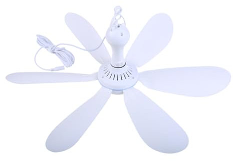 NRVTRE 12V 20'' Small Ceiling Fan, Quiet Camping Optional Emergency Portable Outdoor Hanging Gazebo Canopy Dorm Fans Silent For Grow Tent,Hiking,Outages For RVs Home Room