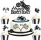 BOOMTOP Motorrad Torten Deko Geburtstag 9pcs Cake Topper Happy Birthday Glitzer Kuchen Deko Cupcake Topper Kuchenstecker Schwarz Muffin Deko für Jungen Männer Sport Party Geburtstagsfeier