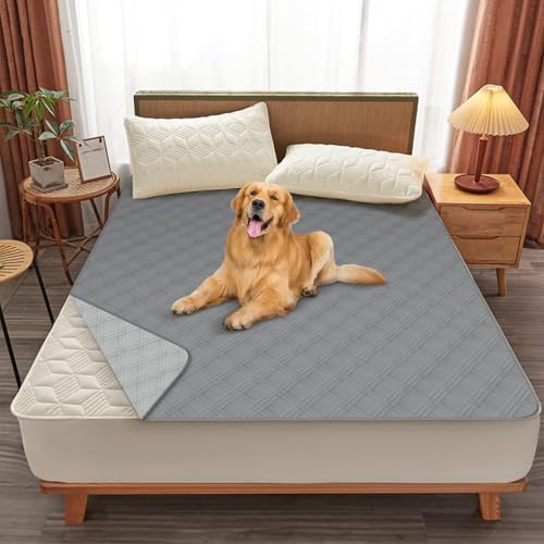 TAIKURA wasserdichte Hundedecke, Hundematte rutschfeste Hundedecken Robuste Katzendecke Wiederverwendbare, kann als Schutz für Sofa, Bett, Autositz, Waschmaschine waschbar(172 x 208cm, Grau)