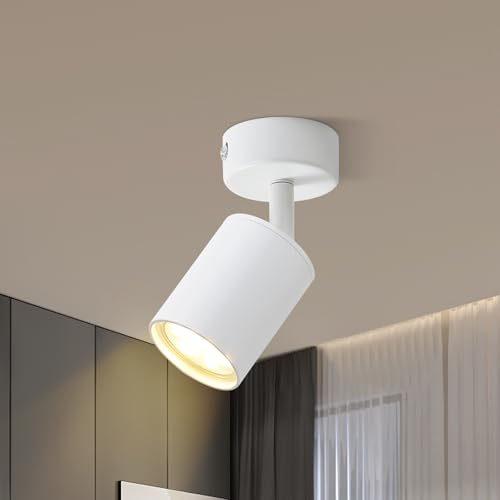 Lichtmaler Deckenspots 1 Flammig Weiß Deckenstrahler - Deckenleuchte GU10 Schwenkbar 350° Spotleuchte Mode Wand Deckenlampe Spots LED für Küche Wohnzimmer Flur, Ohne Leuchtmittel
