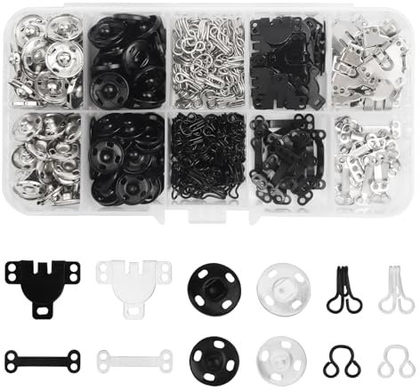100PCS 3 Styles Hook and Eye Closures for Sewing, 50 Pair Clasps for Dress & Sewing Fasteners Eyes Hooks for Skirt Trousers, Fixing Sew-On Snaps for Clothing (Black, Silver)