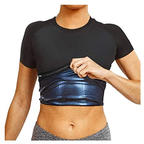 Vêtements De Sudation Homme Femme Sauna T-Shirt- Sudation T-Shirt Top - Vêtement De Sudation Manches Courtes Tee De Sudation Homme Sport Fitness Polyurethane(Women,XL)