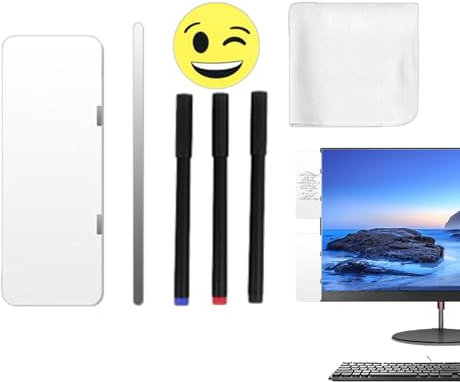 Computer Monitor Memo Board - Dry Erase Magnetic Whiteboard Writable on Both Sides - Computer Side Panel Memo with Pen and Sponge, Computer Monitor Accessories for Home Desk Workplace